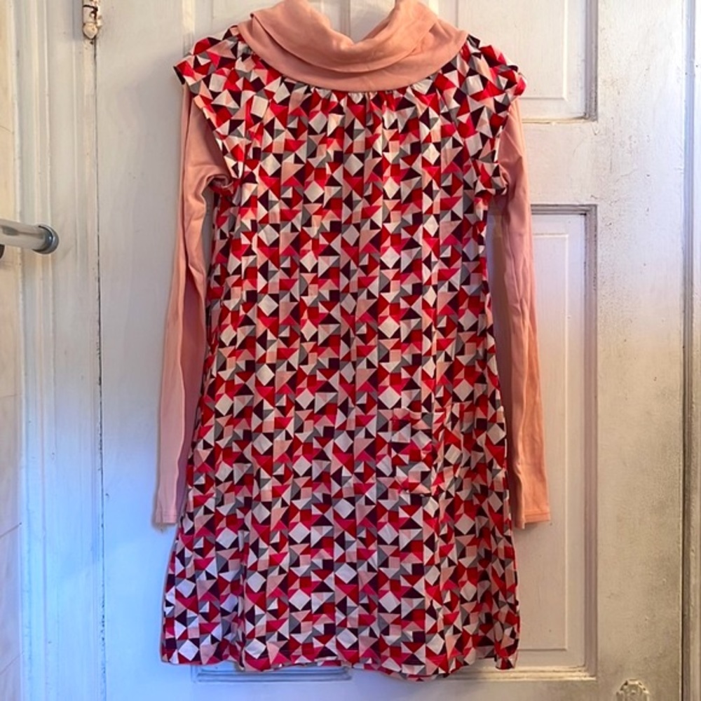 Tea Collection girls pink cowl geometric dress in size 12